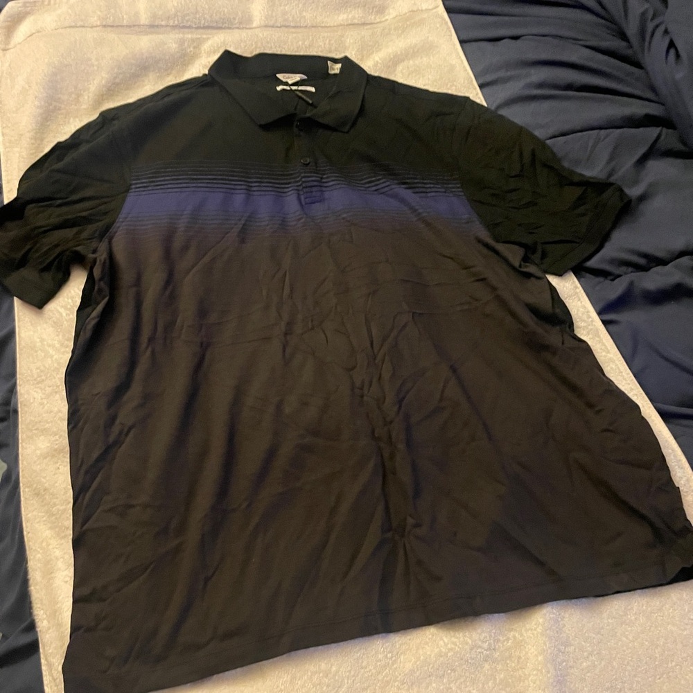 Calvin Klein Black and Blue Gradient Polo